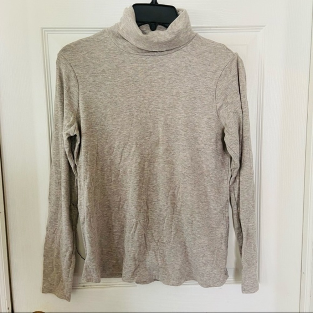 CYNTHIA ROWLEY gray prima cotton stretch turtleneck shirt size small